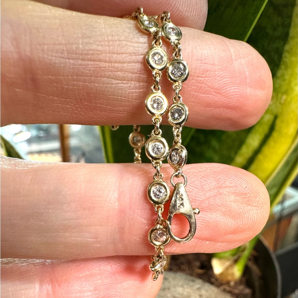 14k Designer 1.20ctt Diamonds by the line Bezel Bracelet - Picture 4 of 11